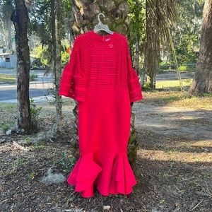 Red flared gown